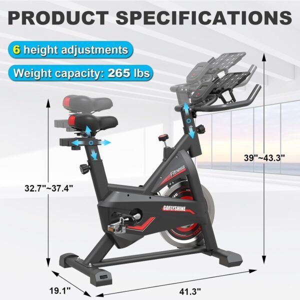 Exercise Bikes Stationary,Exercise Bike for Home Indoor Cycling Bike for Home Cardio Gym,Workout Bike with Ipad Mount & LCD Monitor,Silent Belt Drive - Image 3