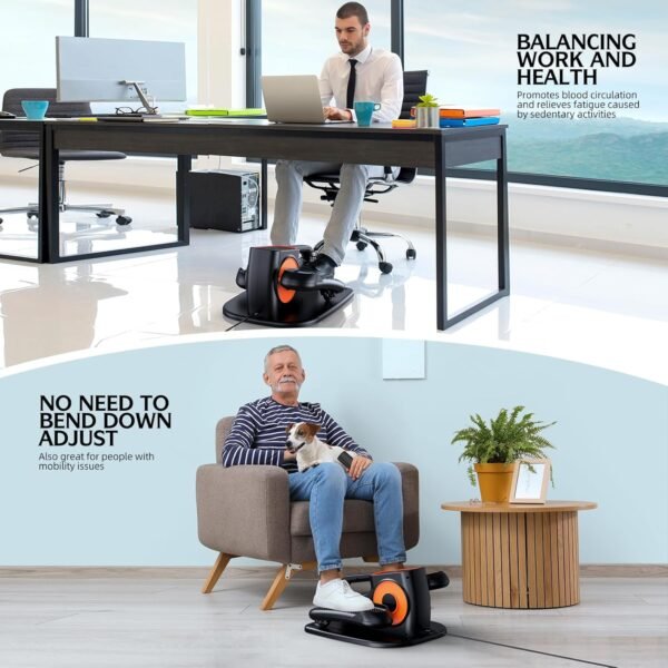 Under Desk Elliptical, Ellipse Leg Exerciser While Sitting for Seniors, Quiet Portable Electric Seated Pedal Exerciser with Remote Control and 12 Adjustable Speeds for Home Office - Image 7