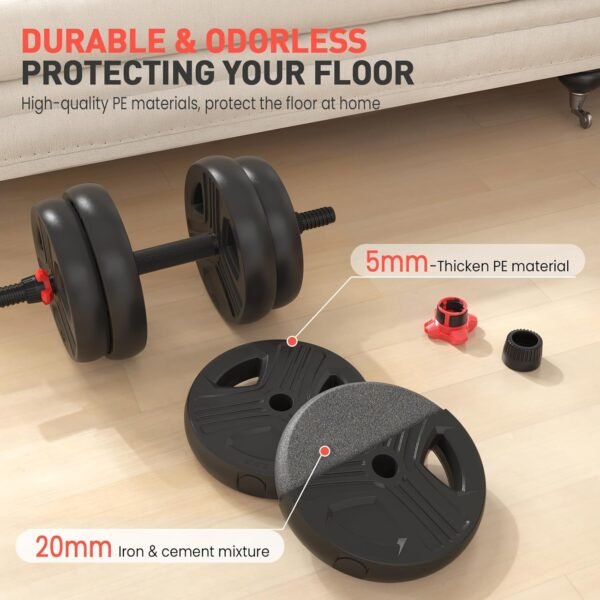 Adjustable Dumbbells Set, 20/30/40/55/60/70/80/90lbs Free Weight Set with Connector, 2 or 3 in 1 Dumbbells Set Used as Barbell, Kettlebells, Fitness Exercises for Home Gym Suitable Men/Women - Image 4