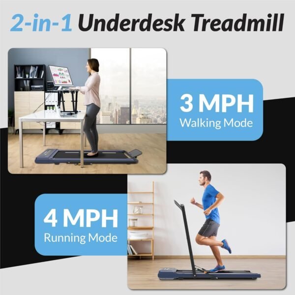 Exerpeutic 400 Lb. Capacity Heavy-Duty Walking/Jogging Exercise Treadmill - Home Gym Workout Equipment - Foldable Under Desk Design - Image 4