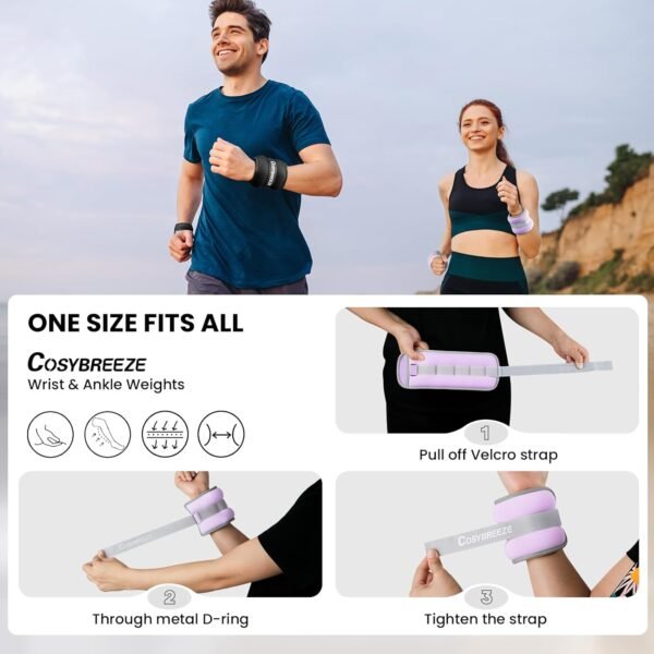 Ankle Weights for Women Men 1 2 3 4 6 8 10 LBS Set Wrist Leg Arm Weights for Kids with Adjustable Strap, Strength Weighted for Walking Running Physical Therapy Jogging Fitness Home Gym Workout - Image 6