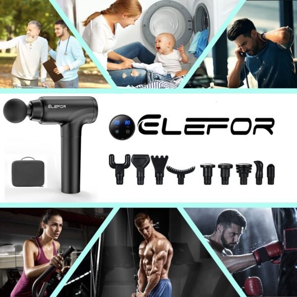 Massage Gun Deep Tissue,Percussion Massager Gun for Athletes Muscle Massage Gun for Pain Relief with 10 Massage Heads & 20 Speeds (Matte Black) - Image 9