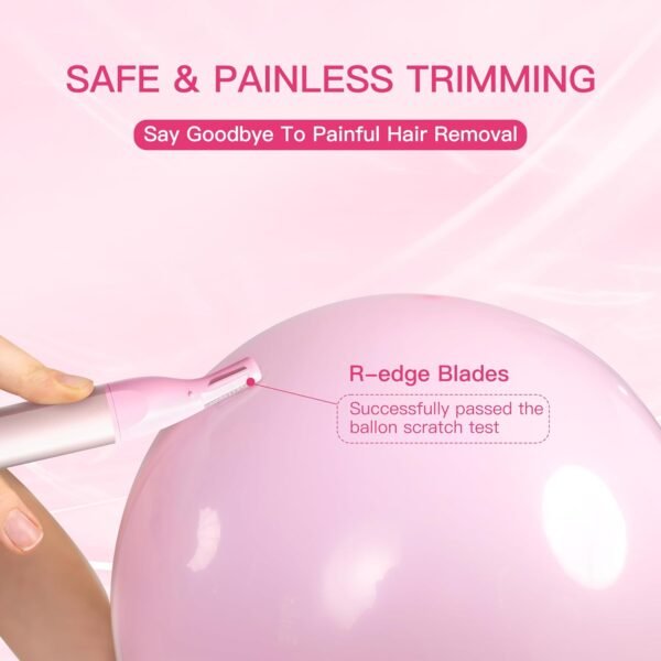 Nose Hair Trimmer for Women 2in1 Facial Hair Removal Trimmer - Metal Body, Rechargeable, Waterproof, Portable - Nose, Ear, Eyebrow, Peach-Fuzz, Lips, Chin FT2001 (Pink) - Image 5