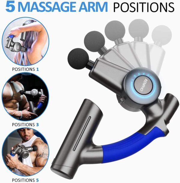 RENPHO R4 Massage Gun with Adjustable Arm, FSA and HSA Eligible Back Massager for Athletes, Portable Deep Tissue Percussion Muscle Tool with Carry Case, Gifts for Men and Women - Image 4