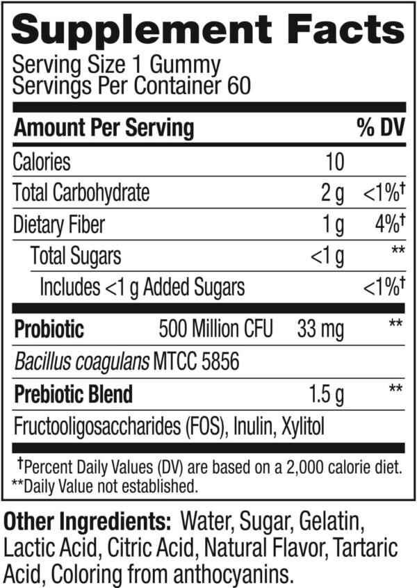 OLLY Probiotic + Prebiotic Gummy, Digestive Support and Gut Health, 500 Million CFUs, Fiber, Adult Chewable Supplement for Men and Women, Peach, 60 Day Supply - 60 Count - Image 10