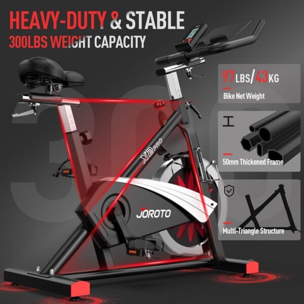 JOROTO X2|X2PRO Exercise Bike, X4S Bluetooth Stationary Indoor Cycling Bike with Readable 100 Levels Magnetic Resistance, Plus 12.6 inch Tablet Bracket Exercise Bikes for Home - Image 3