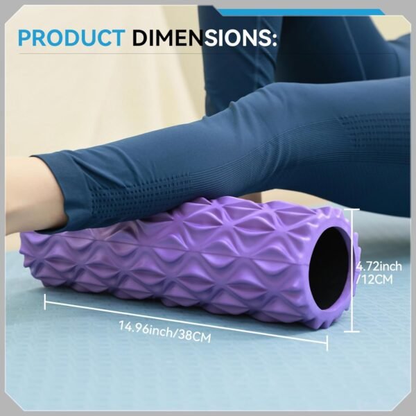 Foam Roller, 15inch Deep Tissue Massager for Muscle Massage, Myofascial Trigger Point Release, Exercise, Yoga, Pilates(Purple) - Image 3