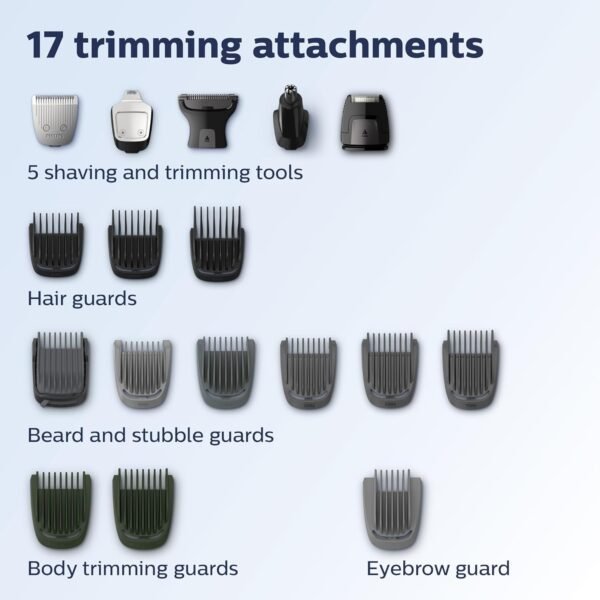 Philips Norelco Multigroom Series 9000-21 Piece Men's Grooming Kit for Beard, Body, face, Nose, Ear Hair Trimmer - Image 4