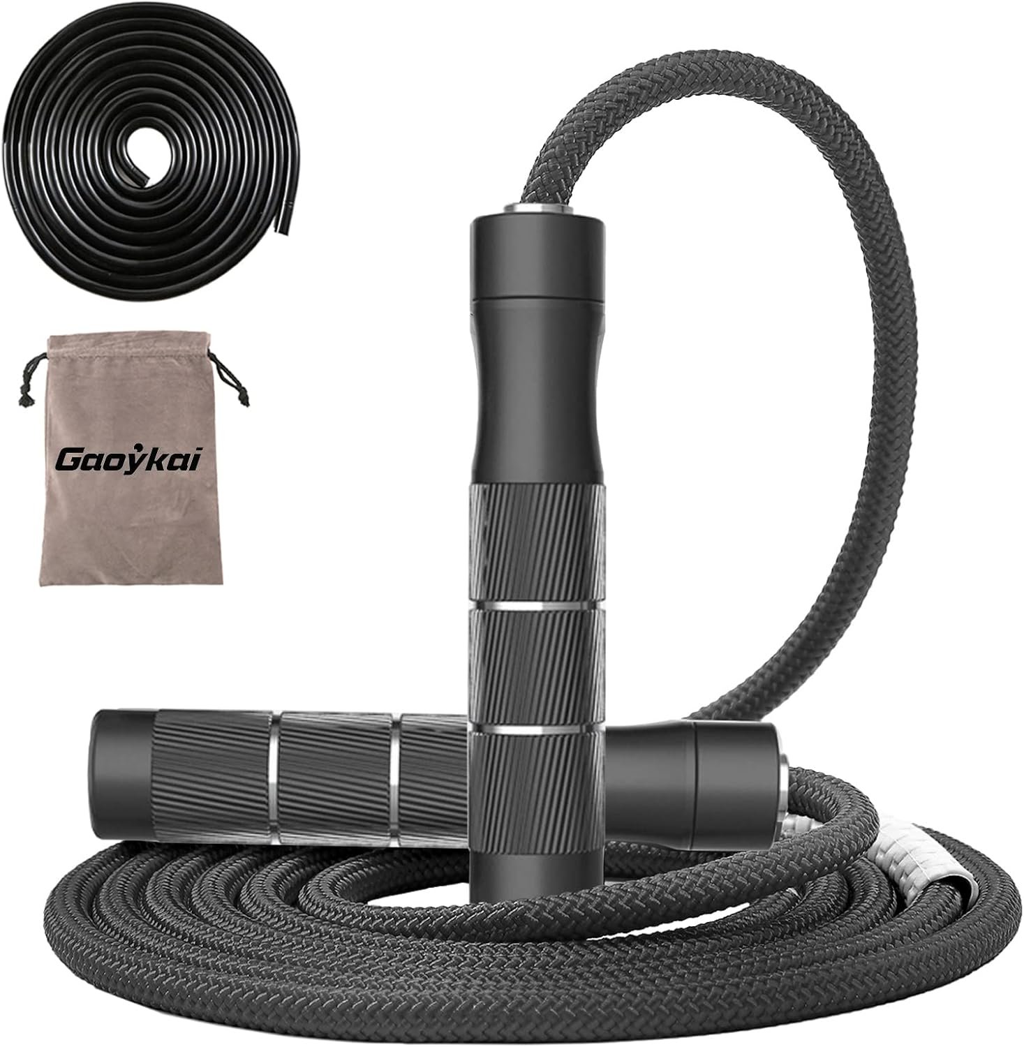 weighted jump rope Fitness for women men,1LB Tangle-free Skipping Rope for Muay Thai Training Crossfit workout Aluminum Handles Adjustable Length PVC Cord and Cotton Rope - Image 2