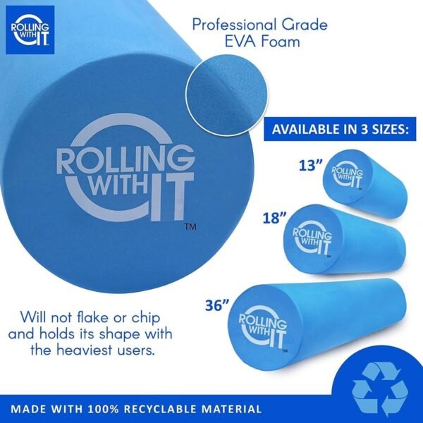 Foam Roller with High Density for Physical Therapy, Muscle Roller for Exercise and Muscle Recovery, Eco-Friendly Back Roller, Firm and Smooth Surface Massage Roller, Select Your Size - Image 3