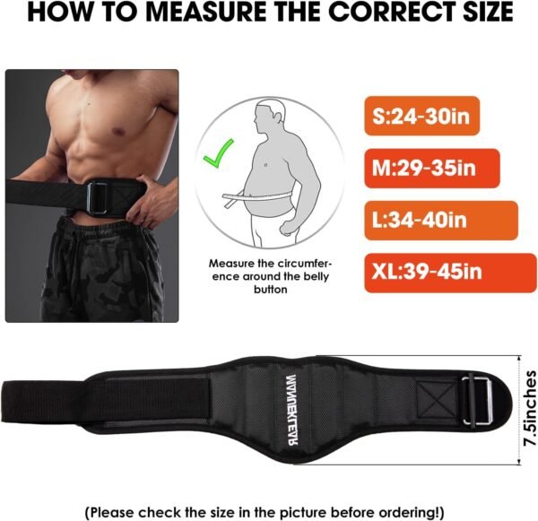MANUEKLEAR Gym Weight Lifting Belt Weight Lifting Workout Weightlifting Powerlifting Belt for Men Women - 7.5inch - Bodybuilding Fitness Back Support for Cross Training, Squats, Lunges - Image 5