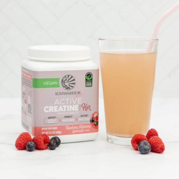 Sunwarrior Creatine for Women Monohydrate Powder Micronized Pre Workout Recovery Supplement Support Muscle Building Strength Training Cognition | Vegan and Easily Mixes 50 Servings, Raspberry Lemonade - Image 7