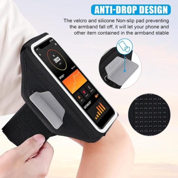 Running Phone Armband with Earphone Holder - 3D Design Cell Phone Armband for iPhone 15/14/13 Pro/Plus & Galaxy S20/S10, Water Resistant Sports Phone Holder with Key Slot, Ideal for 6.9" Phone - Image 6