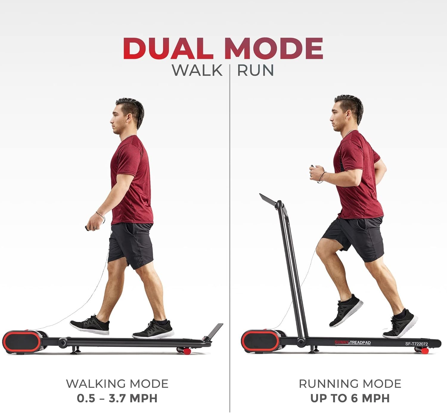 Sunny Health & Fitness Slim Under Desk Walking Compact Treadpad Treadmill with Remote Control, Digital Display, Shock Absorption, Optional Trekking Poles, Free SunnyFit App Bluetooth Connectivity - Image 4