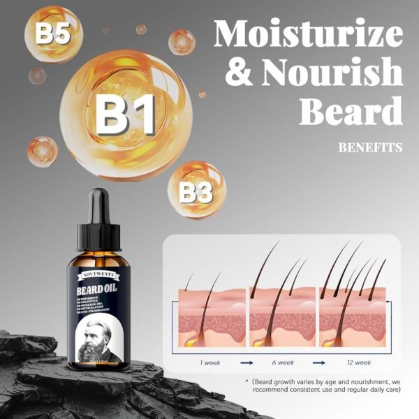 Beard Growth Kit - Mobiuty Men's Beard Care Kit with Natural Ingredients, Includes Beard Wash, Beard Oil, Beard Conditioner, Beard Balm and Beard Comb, Gift Set for Boyfriend Husband Fathers - Image 6