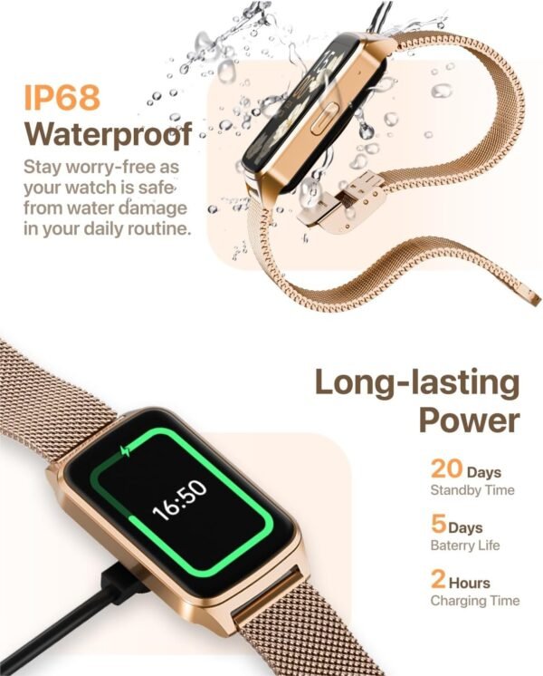 Smart Watch Health Fitness Tracker with 24/7 Heart Rate, Blood Oxygen Sleep Monitor, 110+ Sports Modes, Step Calorie Counter Pedometer IP68 Waterproof (Gold, 1.57) - Image 7