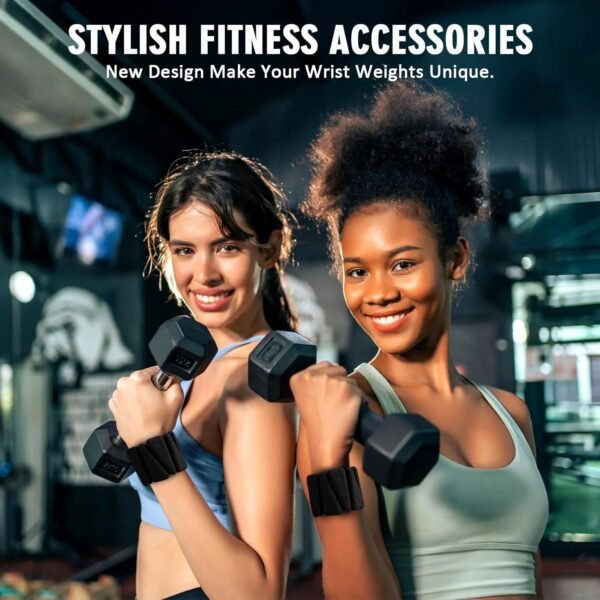 Wrist Weights Set of 2, Adjustable Wrist Ankle Weights for Women and Men, Silicone Weighted Bangles for Walking Yoga Pilates Running Dance Gym 2lb - Image 3
