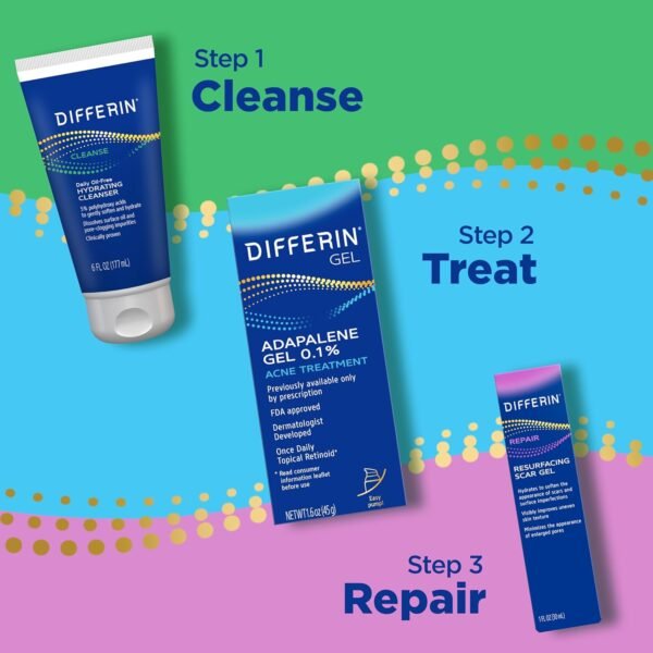 Differin Gel Acne Scar Spot Treatment for Face, Resurfacing Scar Gel, Gentle Skin Care for Acne Prone Sensitive Skin, 1 Oz (Packaging May Vary) - Image 7