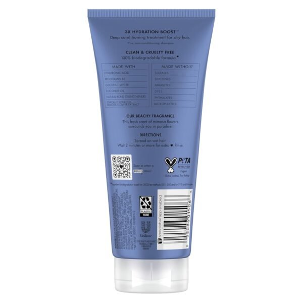 Love Beauty and Planet Hair Mask Deep Conditioning Treatment Coconut Water & Mimosa Flower for dry hair Sulfate-free, Silicone-free, & Paraben-Free 6 oz - Image 3