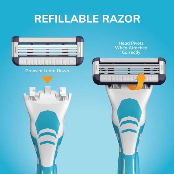 BIC EasyRinse Sensitive Anti-Clogging, Refillable Men's Razors With 4 Blades, 1 Handle and 9 Refill Razor Cartridges Razor Kit - Image 8