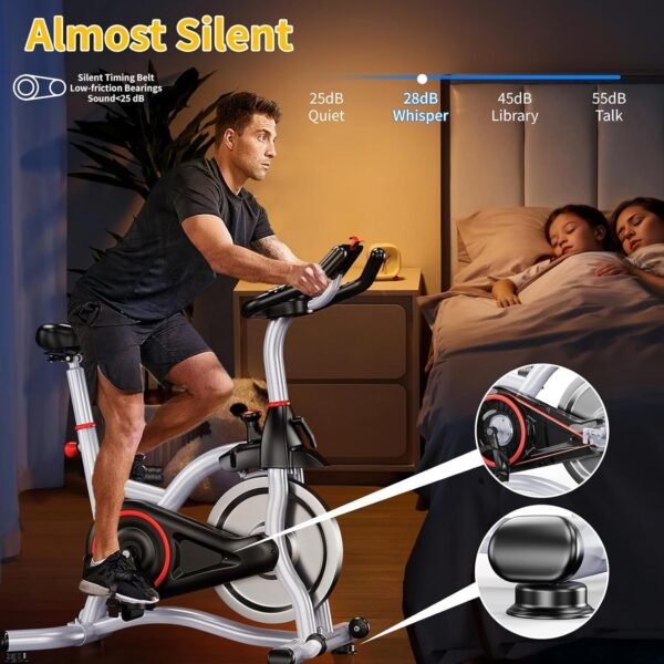 Exercise Bike Cardio Stationary Bikes for Home Gym Exercise Bikes with Comfortable Seat Cushion Indoor Cycling Bike Trainer with Silent Belt Drive and LCD Monitor Workout Bike 330 Lb Capacity - Image 4