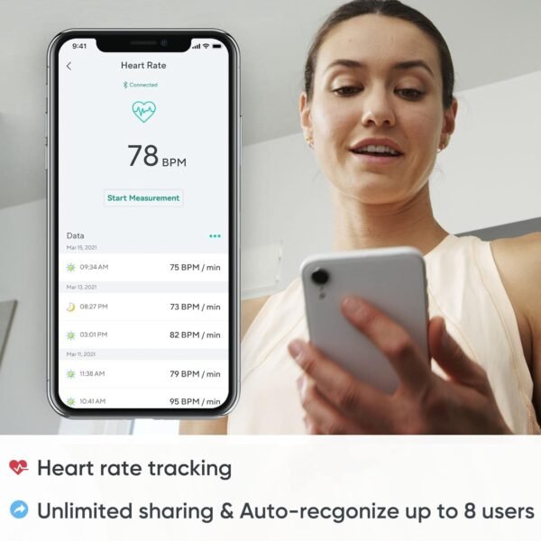 Wyze Scale S, Scale for Body Weight, Digital Bathroom Scale for Body Fat, BMI, Muscle, and Heart Rate, Body Composition Analyzer with App, Batteries Included, Bluetooth, 400 lb, White - Image 6