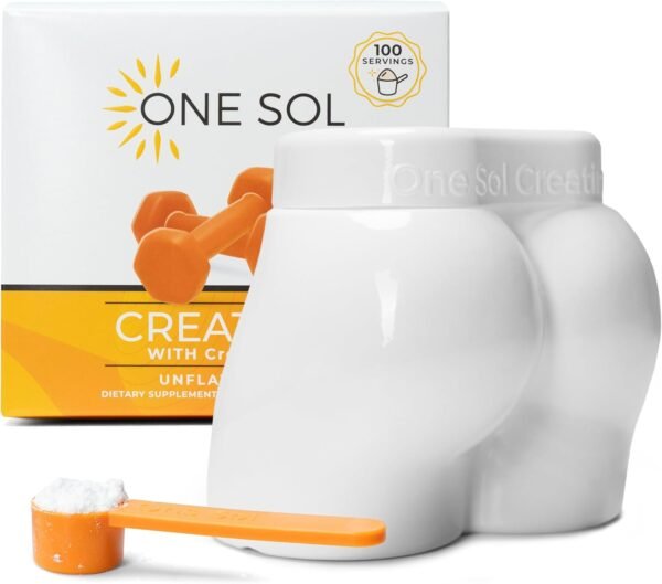 One Sol Creatine for Women Booty Gain, All Natural Women's Creatine Powder with Creapure, Increase Lean Muscle Mass, Reduce Recovery Time, Promotes Brain & Bone Health (Unflavored, 100 Servings) - Image 2
