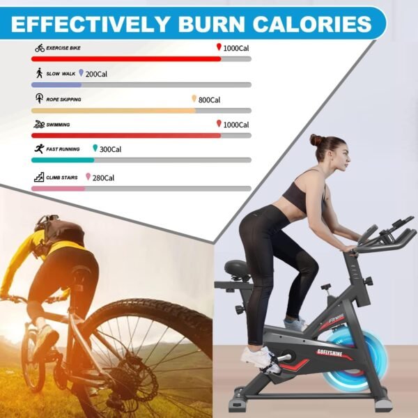 Exercise Bikes Stationary,Exercise Bike for Home Indoor Cycling Bike for Home Cardio Gym,Workout Bike with Ipad Mount & LCD Monitor,Silent Belt Drive - Image 7
