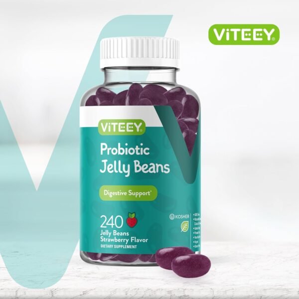 Probiotic Jelly Beans - Immune & Digestive Support - Vegan, Gluten Free, Gelatin Free, GMO Free, Tasty Chewable Strawberry Flavored Jelly Bean Probiotic Gummies for Women, Men, and Teens - 240 Count - Image 3