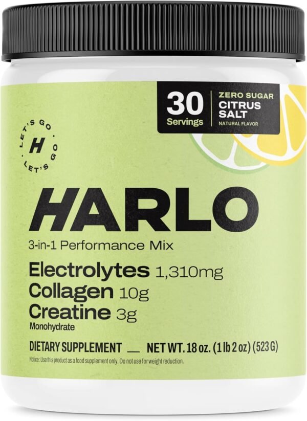 Harlo - Citrus Salt Electrolyte Drink Mix with Bovine Collagen & Creatine - Creatine Monohydrate Powder - Energy Drink Powder - Pre Workout Powder - Sugar Free Energy Drinks - Post Workout Recovery - Image 9