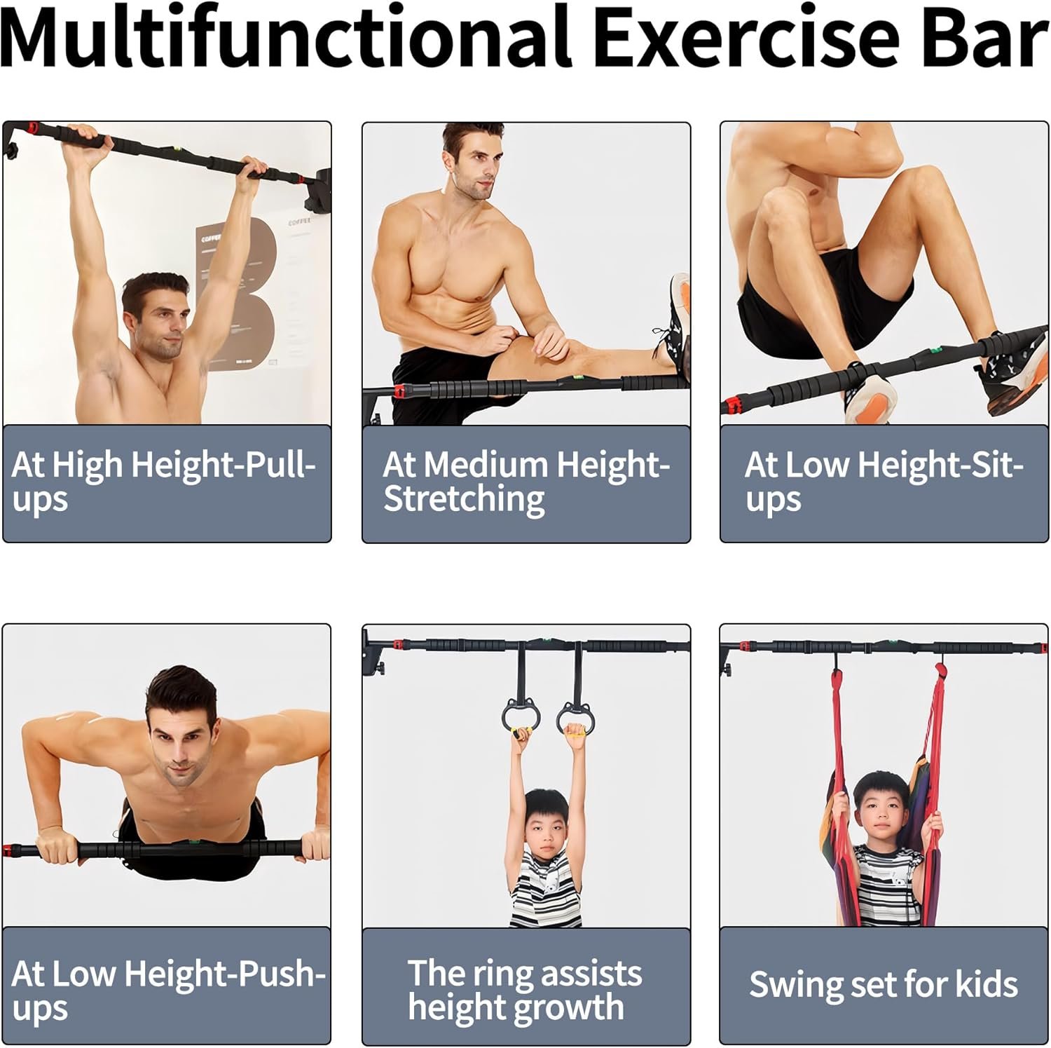 Pull Up Bar for Doorway, Free Standing & Door Workout Equipment Home Gym, No Screw Installation, Adjustable Width - Image 3