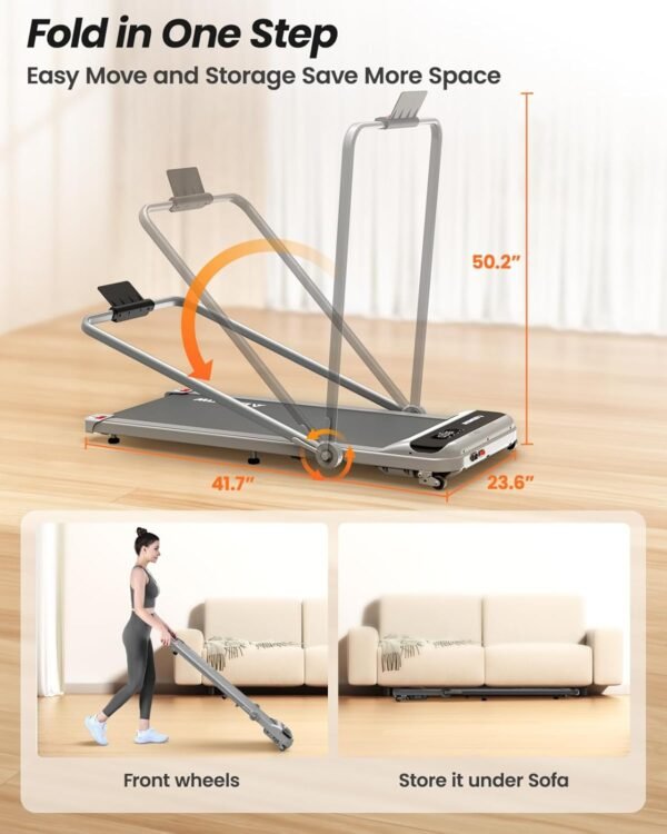 Walking Pad, Under Desk Treadmill with Incline for Home Office 2.5HP Portable Walking Treadmill with 280 Lbs Weight Capacity Walking Machine, Remote Control, LED Display - Image 7