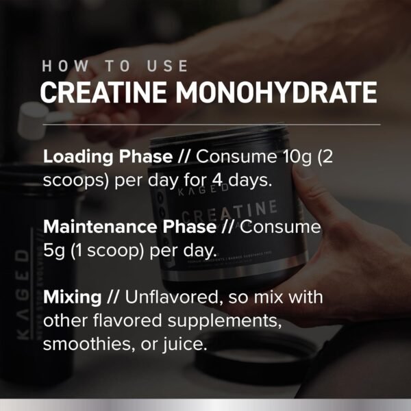 Kaged Creatine Monohydrate Micronized Powder | 100 Servings | Unflavored | Muscle Recovery and Growth Supplement for Men & Women | Vegan | Easily Digestible | Gluten Free | Keto Friendly - Image 7