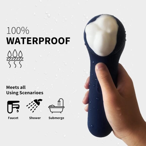 Face Scrubber, NågraCoola 3.0 Facial Cleansing Brush, Waterproof & Rechargeable Face Scrub Brush for Men&Women, Electric Facial Exfoliator with 3 Brushes, 3 Intensities, 2 Action Modes - Black - Image 6