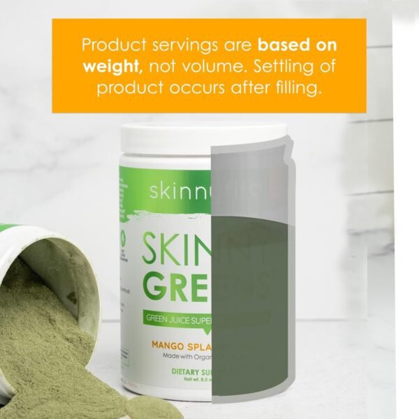 SkinnyFit Mango Splash Skinny Greens, Green Juice Superfood Powder, Natural Energy & Focus, Reduce Bloating, Spirulina, Chlorella, 30 Servings - Image 5
