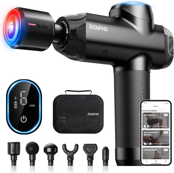 RENPHO Massage Gun Deep Tissue with Heat and Cold, FSA HSA Eligible Percussion Muscle Massage Gun Bluetooth, Handheld Massager Gun, Power+ Thermacool - Image 2