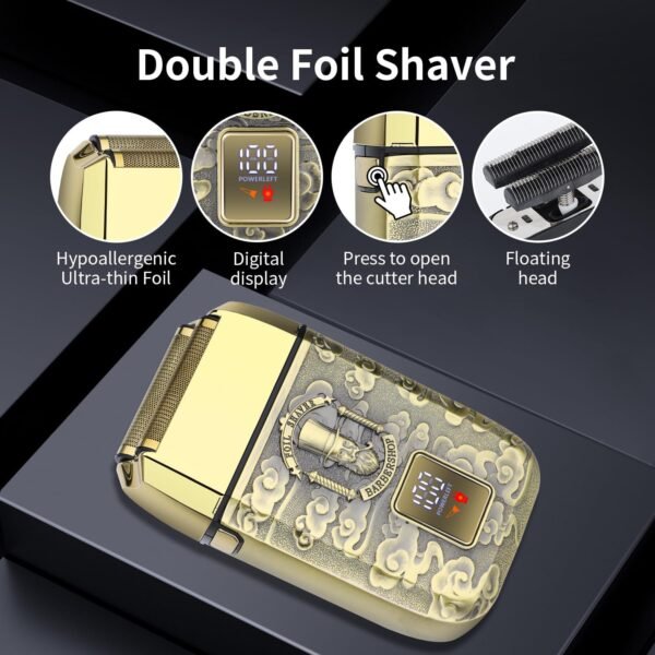 Professional Hair Clipper Set for Men, Rechargeable Cordless Clippers and Trimmers Set, Electric Foil Shavers and Beard Trimmers, Hair Cutting Tools with LED Display, Gifts for Men - Image 5