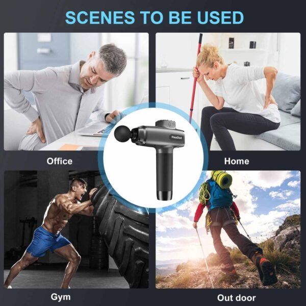 HeaDot Deep Tissue Muscle Therapy Gun for Athletes, Percussion Body Muscle Massager with 30 Speeds,6 Types of Massage Heads, Handheld Massager for Shoulder Neck Back Pain Relief (Carbon) - Image 9