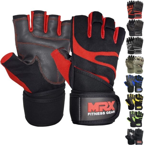 MRX Weightlifting Gloves for Men Workout Gloves Mens Wrist Support Lifting Gloves Male Gym Gloves | Workout Gym Accessories for Men Weight Lifting Fingerless Gym Exercise for Powerlifting - Image 2
