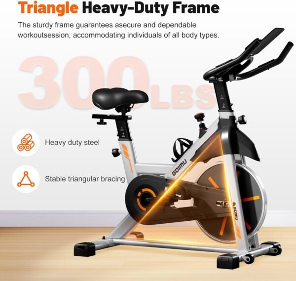 Stationary Exercise Bike, Indoor Cycling Bike, 7-Way Adjustable Seat for Cycling Cardio workout at Home, Heavy-Duty Steel Frame with Tablet Mount & LCD Monitor, 1 Second Quick Brake Stop - Image 4