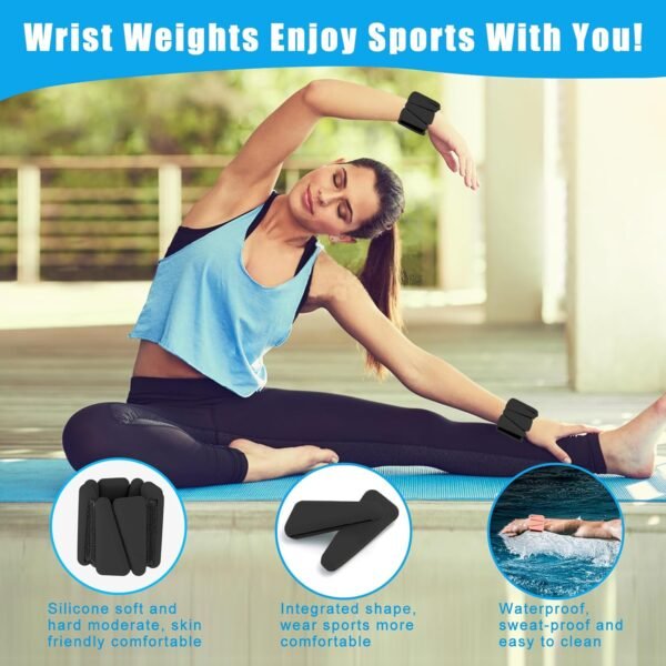 Wrist Weights Set of 2(1LB Each),Ankle Weights for Women men,Adjustable Weighted Bracelet,Wearable arm and leg Weighted Bangles,for Yoga,Pilates,Walking,Strength Training,Gym Workouts,Running - Image 9