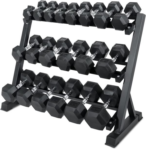 RitFit 5-650 LBS PVC Encased Hex Dumbbell Sets with Optional Rack for Home Gym, Hand weight with Chrome Handle for Strength Training, Workouts - Image 2