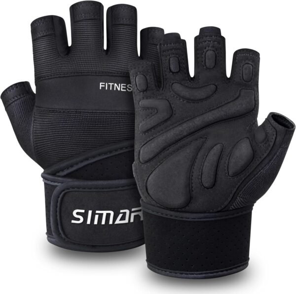 SIMARI Padded Workout Gloves for Men and Women, Ventilated Weight Lifting Gloves with Wrist Wraps Support, Full Palm Protection, Great Grip for Gym Training, Fitness, Weightlifting, Exercise - Image 2