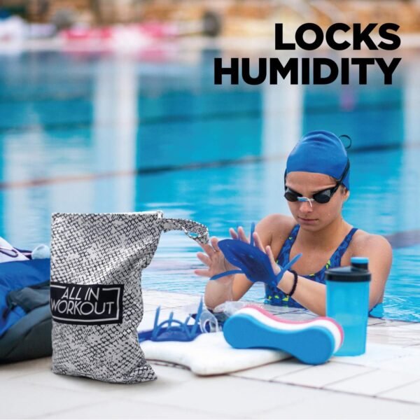 Dijkoo 2pcs Workout Wet Bags, Gym Laundry Bags for Swimsuits or Wet Clothes, Sports Sweat Bags for Sweaty Clothes and Towels, Washable & Waterproof -Swimming Equipment Bags (Black & White) - Image 6