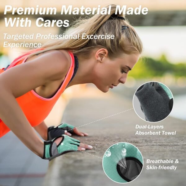 LIFECT Freedom Workout Gloves, Knuckle Weight Lifting Shorty Fingerless Gloves with Curved Open Back, for Powerlifting, Gym, Women and Men - Image 5