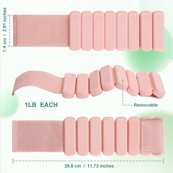 Wrist & Ankle Weights set of 2 (1lb each), Adjustable Silicone Weighted Bangles for Men and Women, Suitable for Arm & Leg Workout, Yoga, Pilates, Dance, Barre, Gym, Aerobics. - Image 3