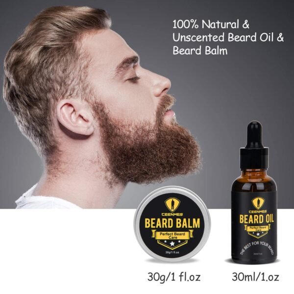 Ceenwes Upgraded Beard Grooming Kit - Conditioner, Oil, Brush, Comb, Balm, Scissors, Storage Bag for Beard and Mustache Trimming, Perfect Men's Gift - Image 5