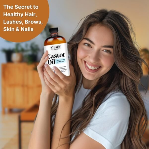 Castor Oil Organic Cold Pressed Unrefined Glass Bottle USDA Certified 100% Pure Organic Castor Oil Hexane Free Extra Virgin for Hair Growth Eyebrows Eyelashes Skin Use with Castor Oil Pack Wrap - Image 6