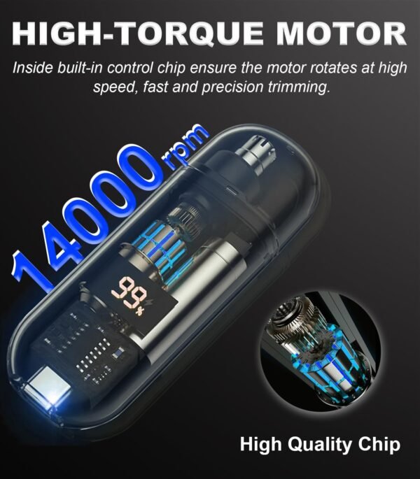Nose Hair Trimmer for Men, 2024 Rechargeable Trimmer, Painless Eyebrow Facial Hair Shaver, LED Display Nose Clipper, Waterproof Dual Edge Blades Clipper for Easy Cleaning - Image 7
