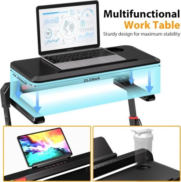 Walking Pad Treadmill, 3.0HP Under Desk Treadmill with Handle Bar and Incline, 300lbs Capacity with Removable Desk Workstation, Foldable Treadmill with Remote Control, APP for Home Office - Image 7